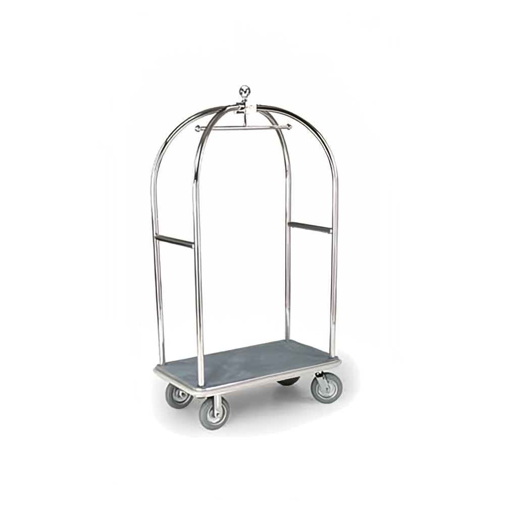 650-2419 Birdcage Luggage Cart w/ (2) Push Bars & Carpeted Deck - 43"L x 24"W x 78&...