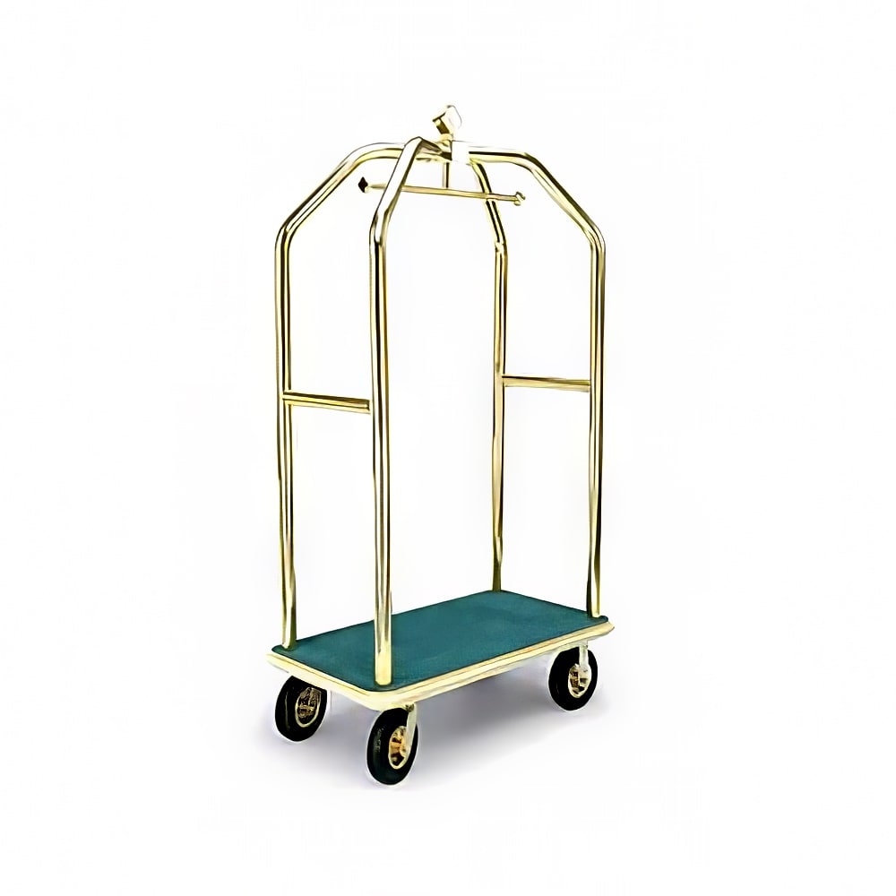 650-2410 Luggage Cart w/ (2) Push Bars & Carpeted Deck - 43"L x 24"W x 78"H, P...