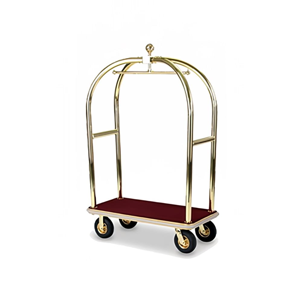 650-2428 Birdcage Luggage Cart w/ (2) Push Bars & Carpeted Deck - 24"L x 48"W x 78&...