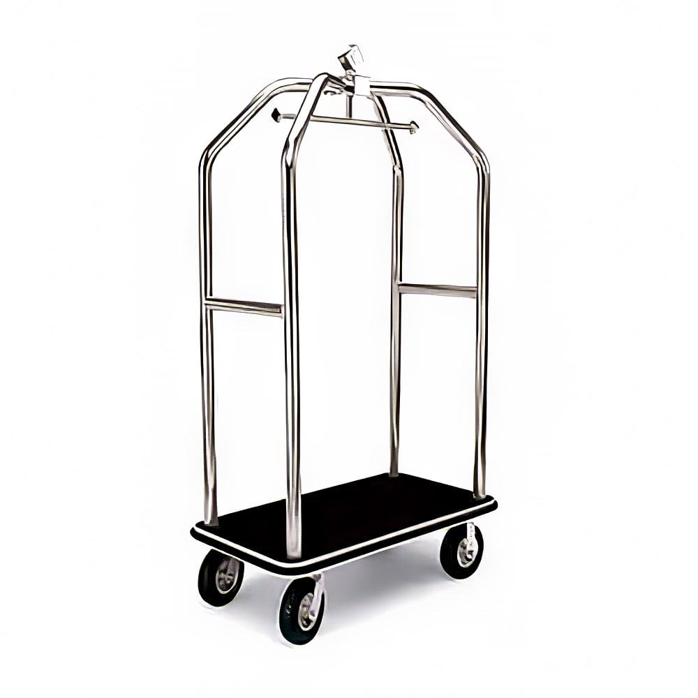650-2510SS Luggage Cart w/ (2) Push Bars & Carpeted Deck - 43"L x 24"W x 78"H,...