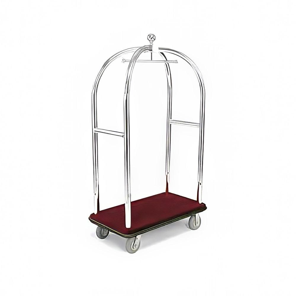 650-2517SS Birdcage Luggage Cart w/ (2) Push Bars & Carpeted Deck - 43"L x 24"W x 7...