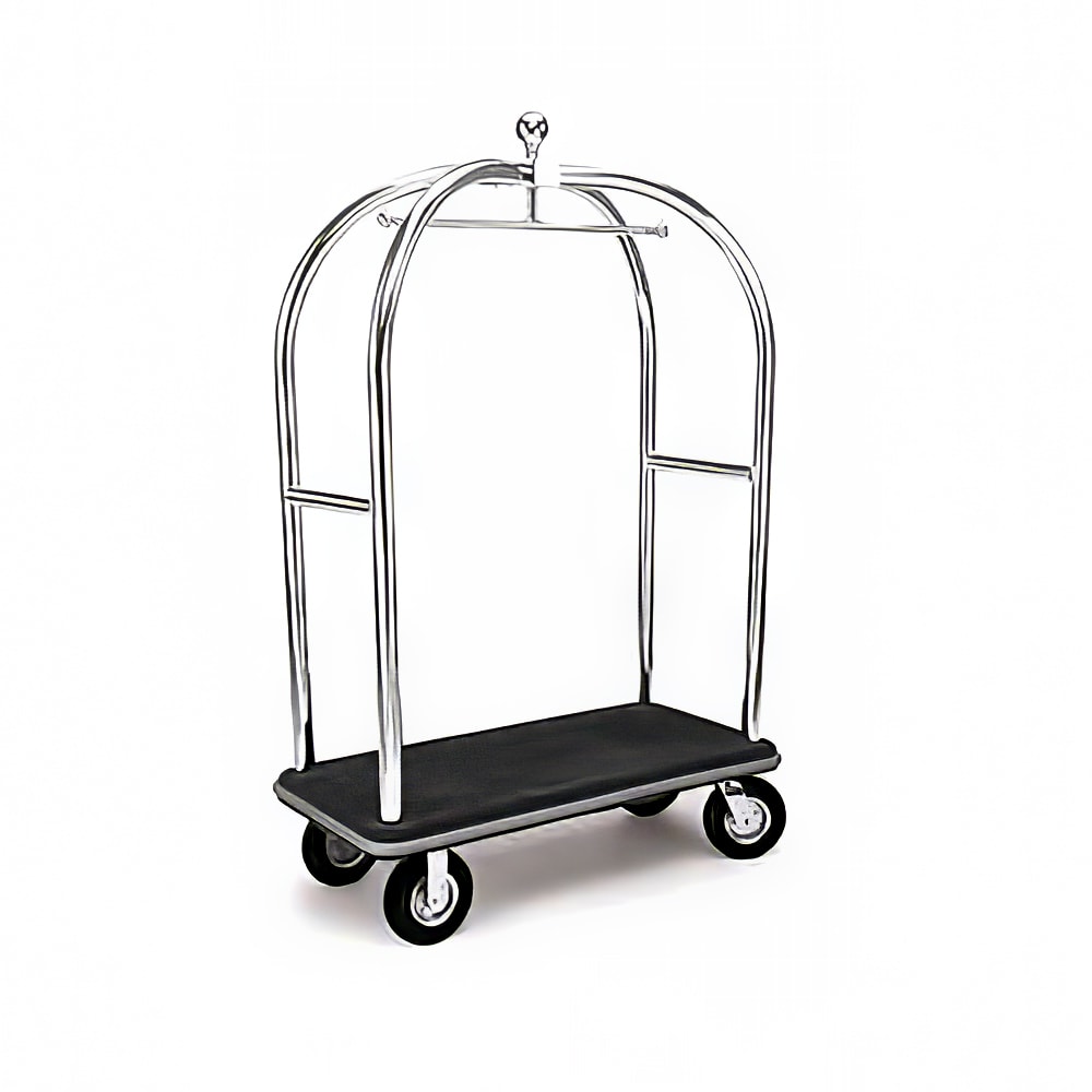 650-2537DT Birdcage Luggage Cart w/ (2) Push Bars & Carpeted Deck - 48"L x 24"W x 7...