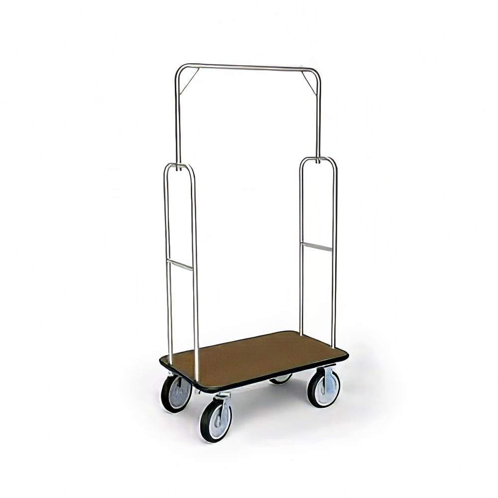 650-2496 Economy Luggage Cart w/ Carpeted Deck - 37"L x 21"W x 70 1/2"H, Brushed S...