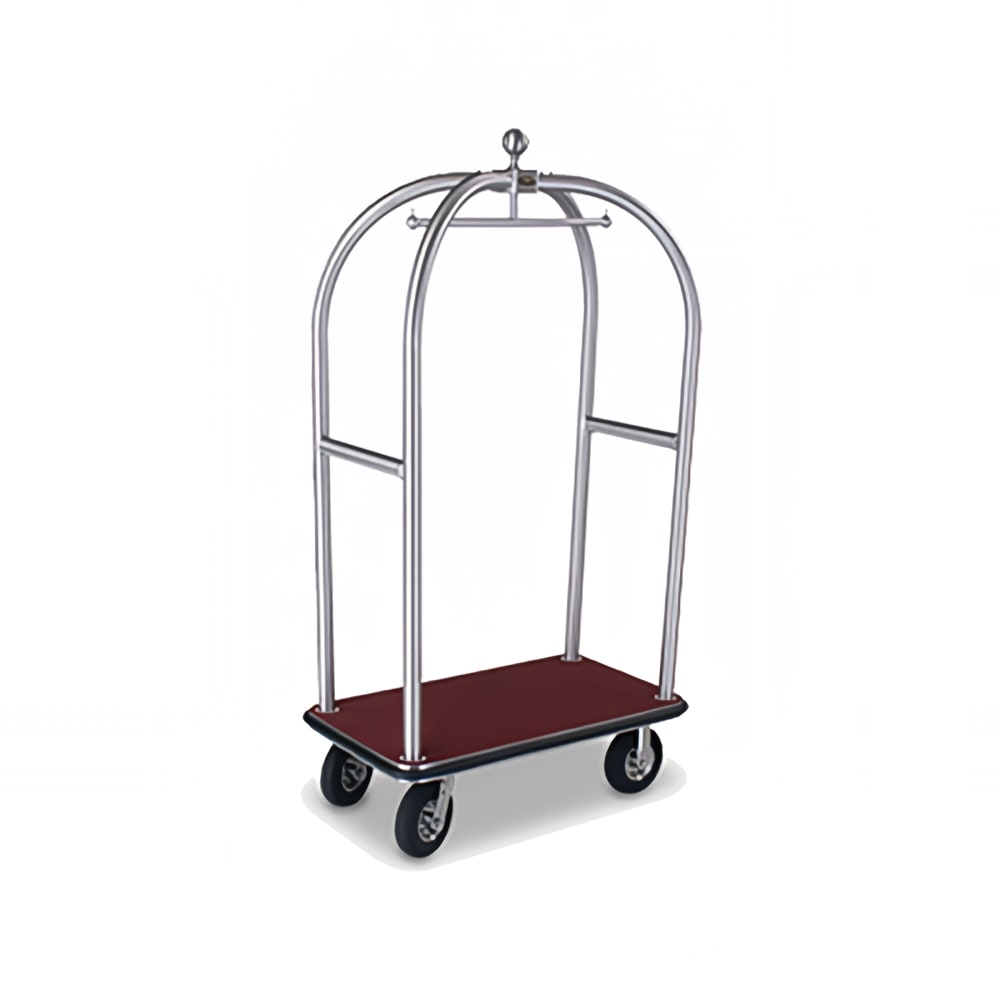 650-2525SS Birdcage Luggage Cart w/ (2) Push Bars & Carpeted Deck - 43"L x 24"W x 7...