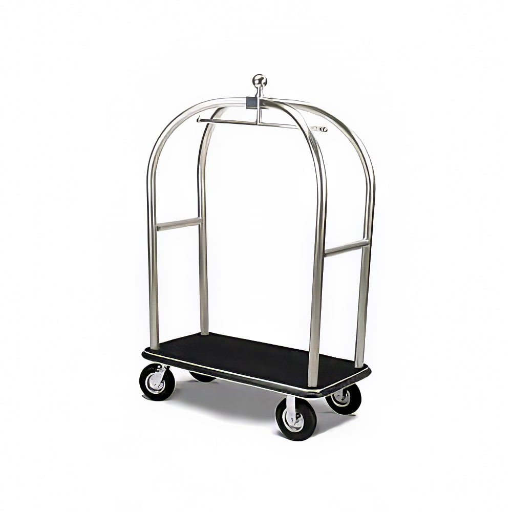 650-2528DT Birdcage Luggage Cart w/ (2) Push Bars & Carpeted Deck - 48"L x 24"W x 7...