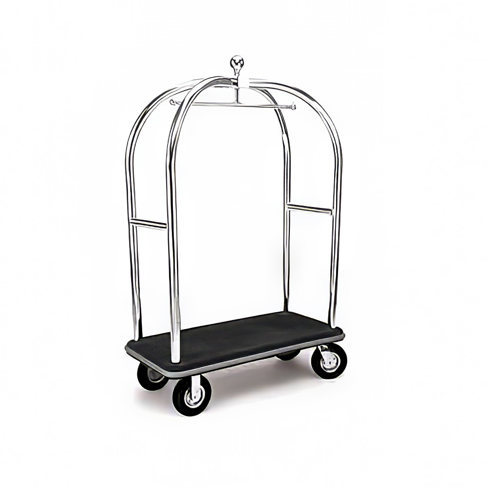 650-2537SS Birdcage Luggage Cart w/ (2) Push Bars & Carpeted Deck - 48"L x 24"W x 7...