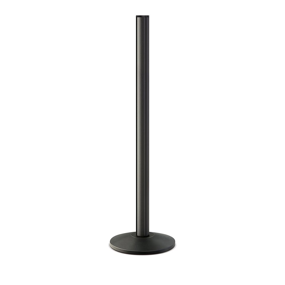 650-2789EN 48"H Portable Crowd Control Stanchion Post - 14" Weighted Base, Black Steel