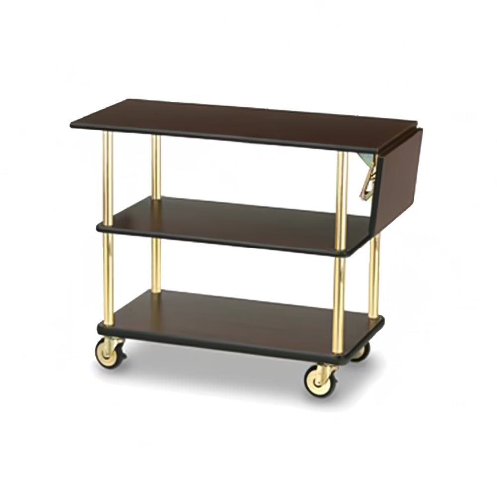 650-4541 Room Service Cart w/ (3) Shelves & (1) Drop Leaf - 39"L x 18"W x 31"H...