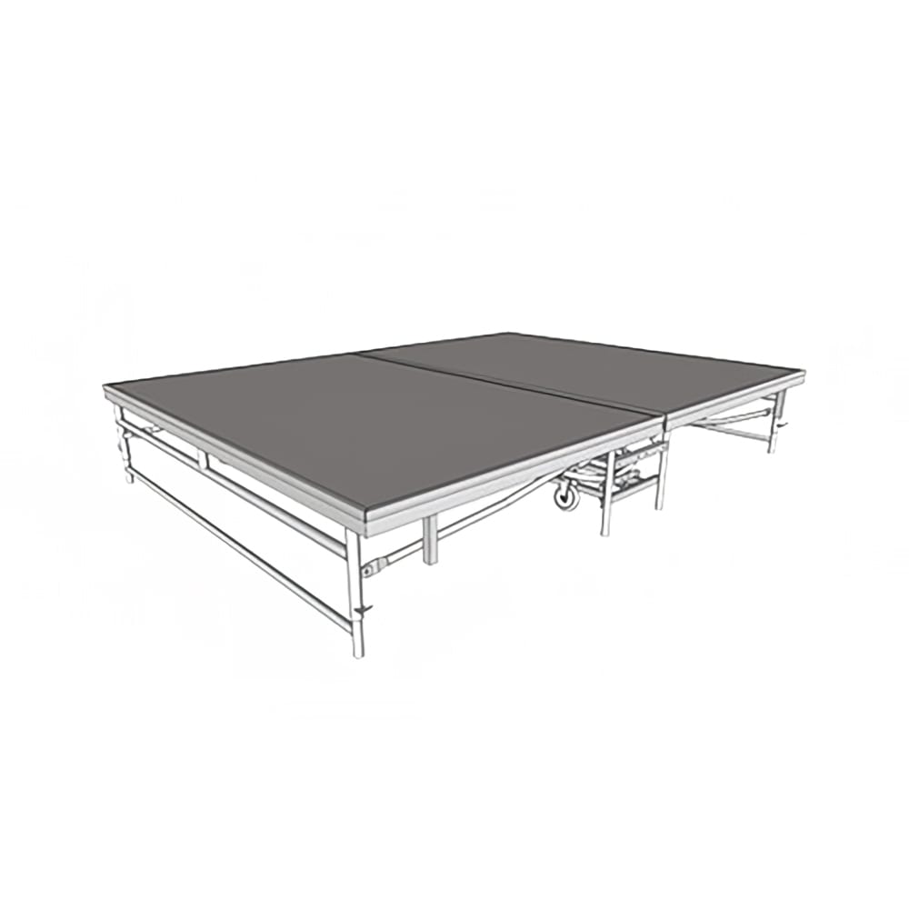 650-4141 Dual Height Stage w/ Carpeted Deck & Black Steel Frame - 4 ft x 8 ft x 24" to 3...