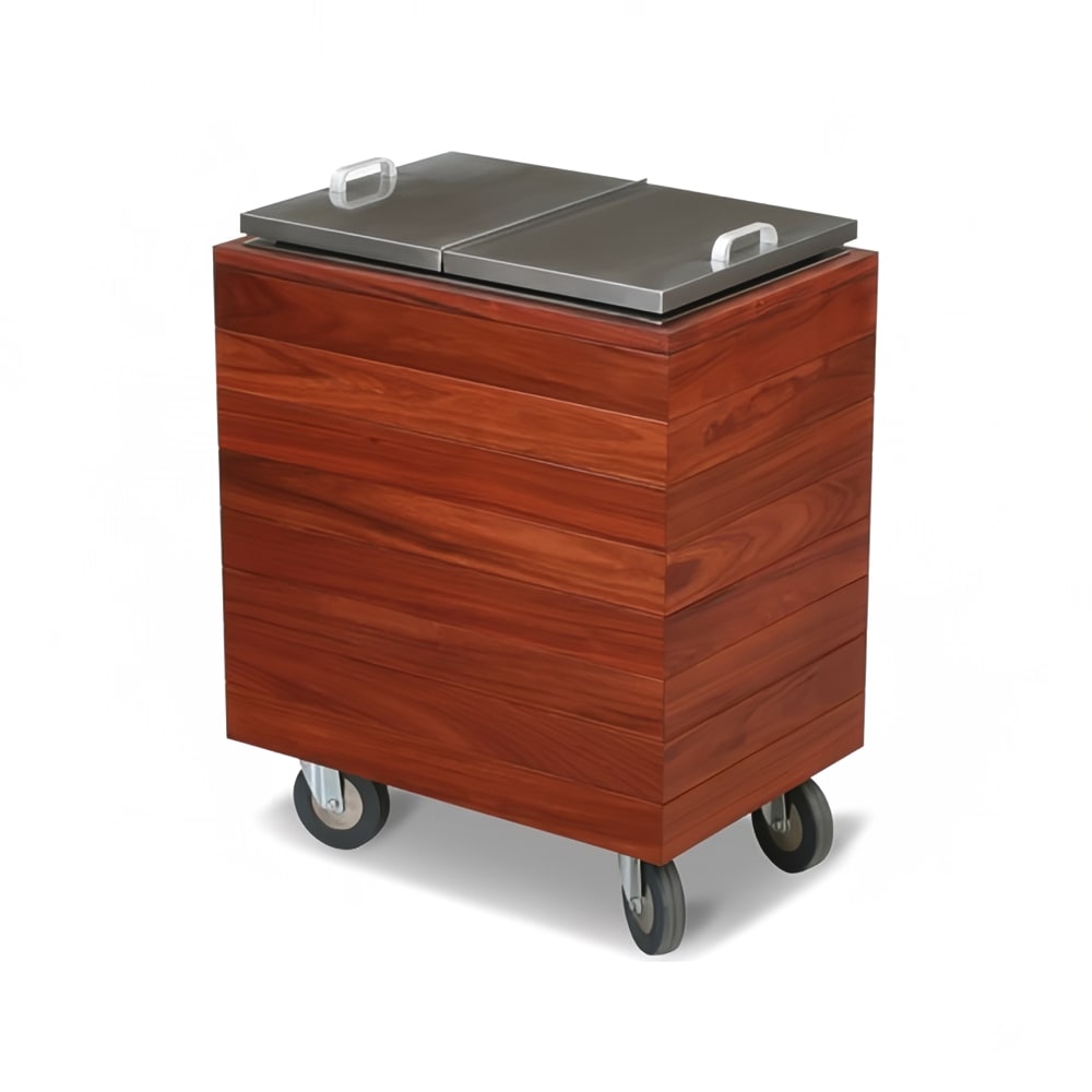 650-4426 Insulated Ice Restocking Cart w/ Drain - 27"L x 19"W x 37 1/2"H, Hardwood