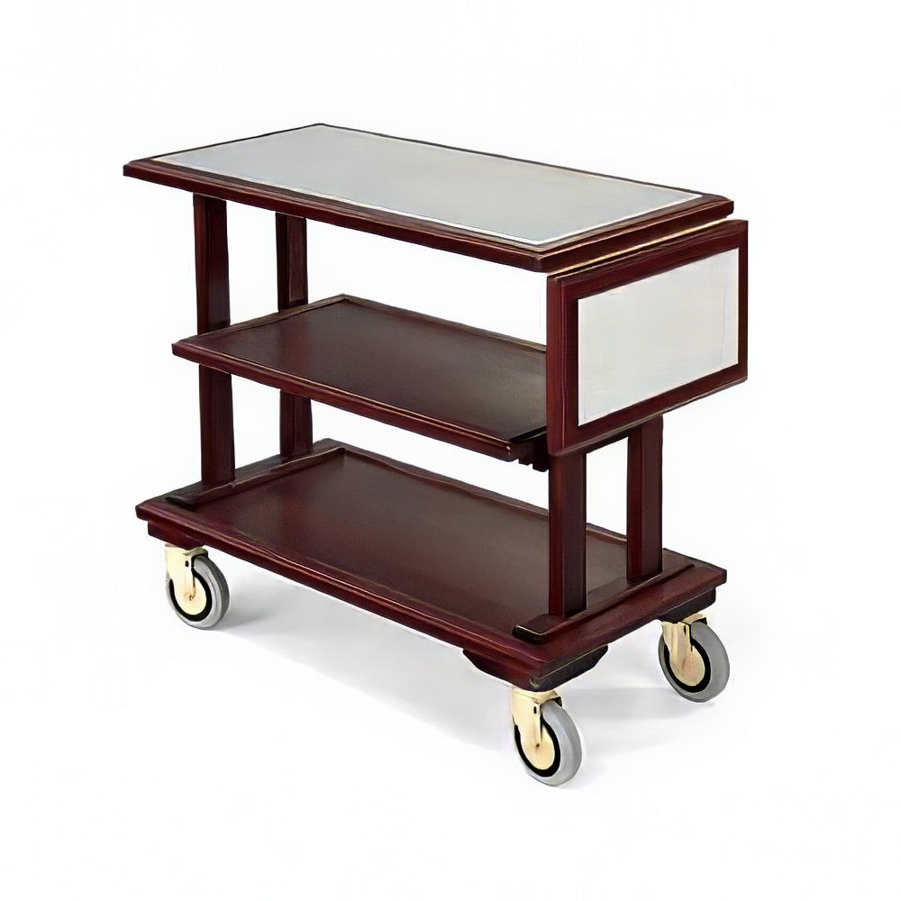 650-5538 Room Service Cart w/ (3) Shelves - 37 1/2"L x 18"W x 32 1/2"H, Wood w/ Av...