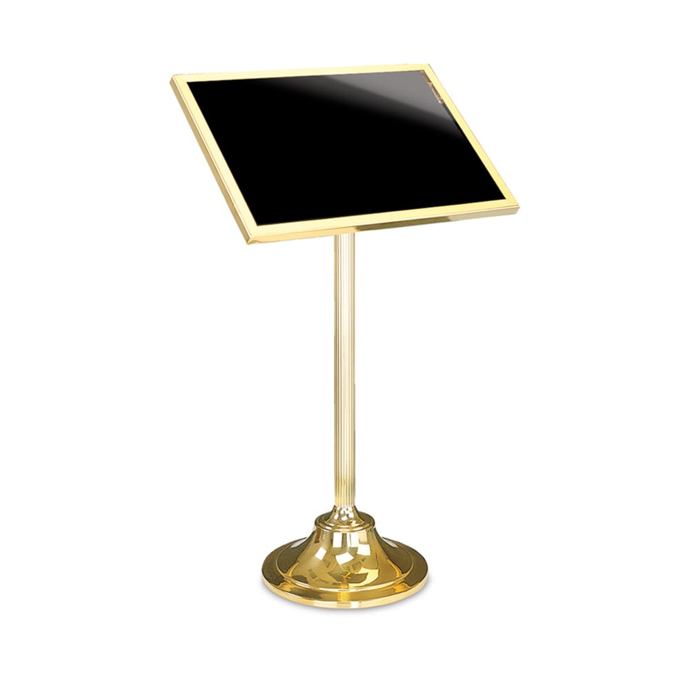 650-6836 49 1/2"H Menu Stand w/ 29" x 20" Window - Solid Brass
