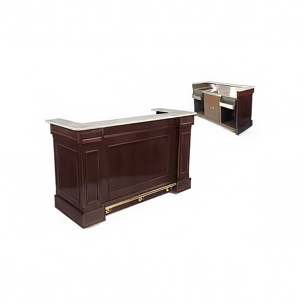 650-57798 Mobile Bar w/ (2) Sinks & (2) Speed Rails - 102"L x 30"W x 46"H, Woo...