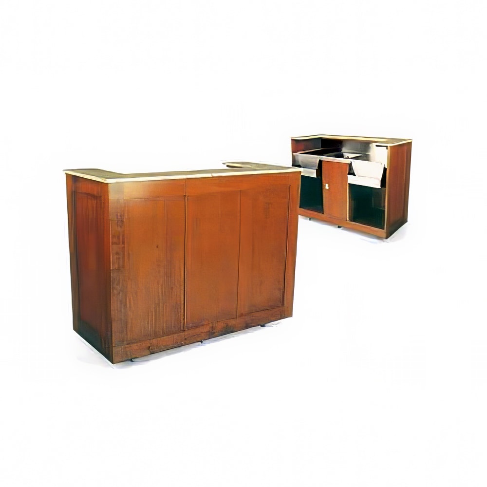 650-57896 Mobile Bar w/ (1) Sink & (2) Speed Rails - 72"L x 26"W x 48"H, Wood...