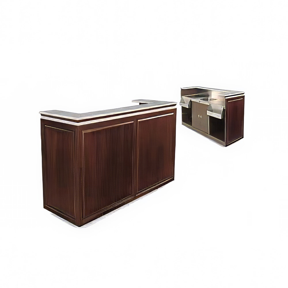 650-57676 Mobile Bar w/ Sink - 73"L x 27"W x 48"H, Wood Veneer w/ Avonite Top