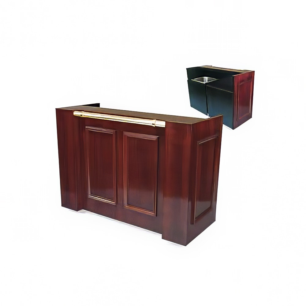 650-57845 Mobile Bar w/ Sink & Hand Rail - 60"L x 25"W x 43-1/2"H, Wood Veneer...