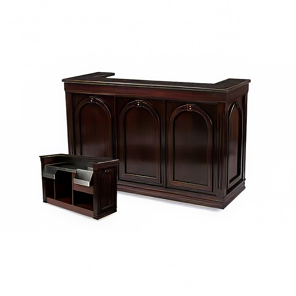 650-57696 Mobile Bar w/ (1) Sink & (2) Speed Rails - 72"L x 27"W x 47"H, Wood...