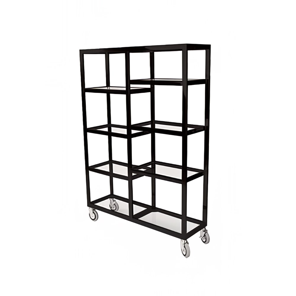 650-657036PAINTED Mobile Display Tower w/ (6) Glass Shelves & Steel Frame - 48"L x 14&qu...