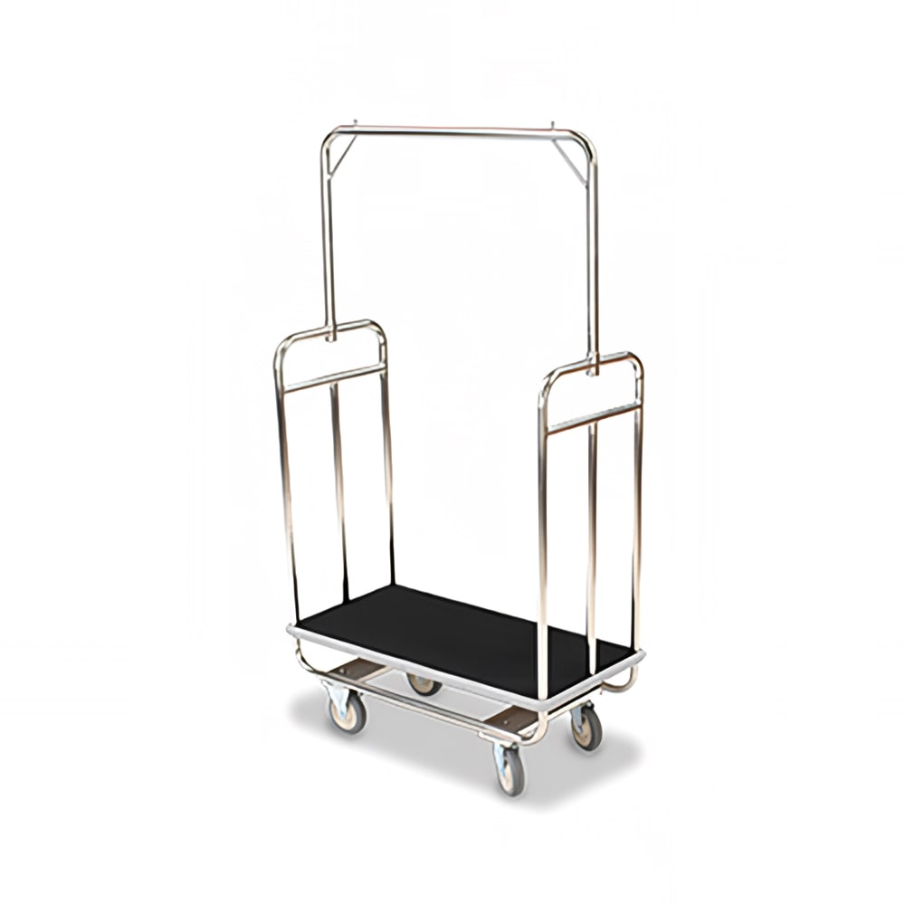 650-H12105C Economy Luggage Cart w/ Carpeted Deck - 37"L x 18 1/2"W x 65 1/2"H, Ch...