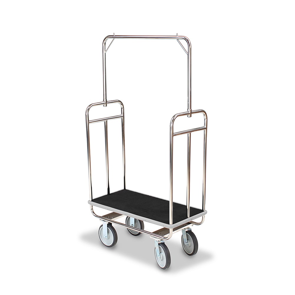 650-H12108C Economy Luggage Cart w/ Carpeted Deck - 37"L x 18 1/2"W x 65 1/2"H, Ch...
