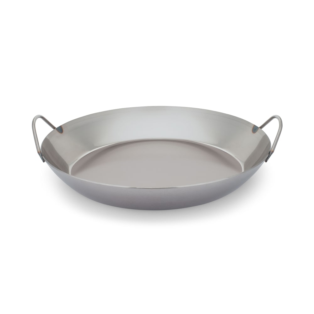347-062052 15 3/4" Black Steel Paella Pan w/ Curved Sides