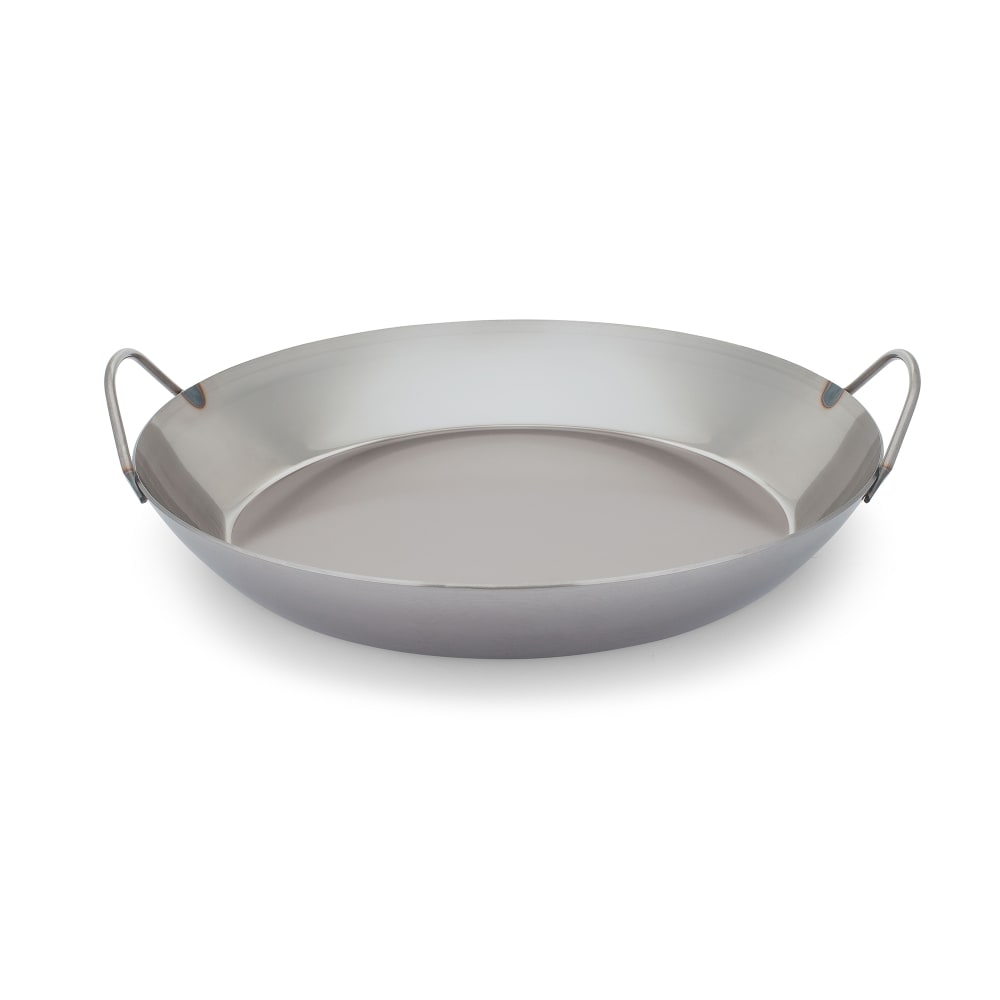 347-062053 17 3/4" Black Steel Paella Pan w/ Curved Sides