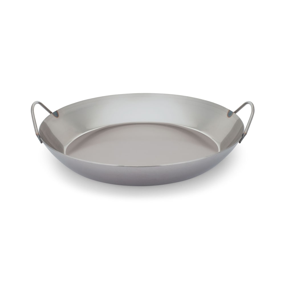 347-062051 14 1/8" Black Steel Paella Pan w/ Curved Sides