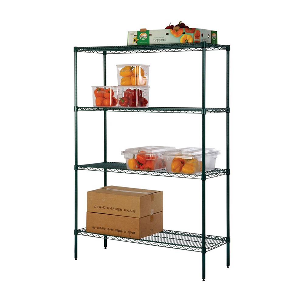 268-FK184874GN 48" NSF 4-Tier Heavy-Duty Epoxy Coated Wire Shelving Unit - 18"W, 74&quo...