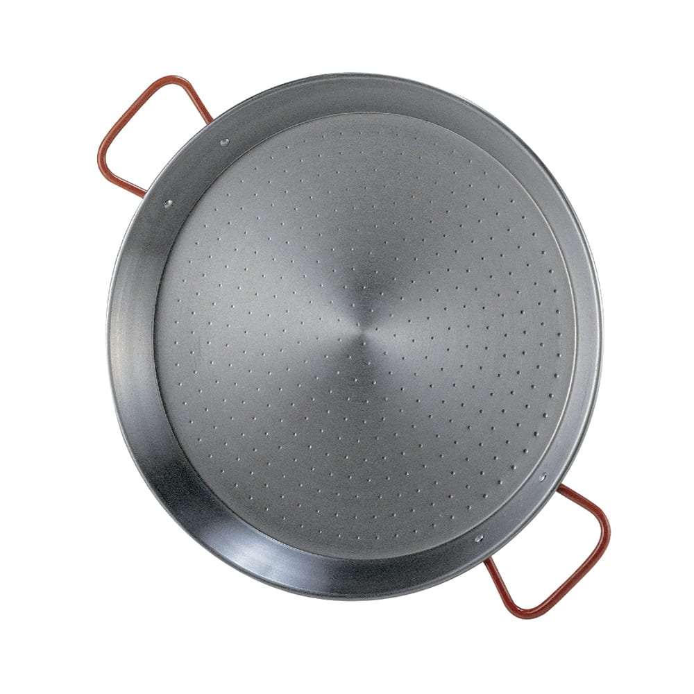 347-070528 11" Polished Steel Paella Pan w/ Rigid Bottom