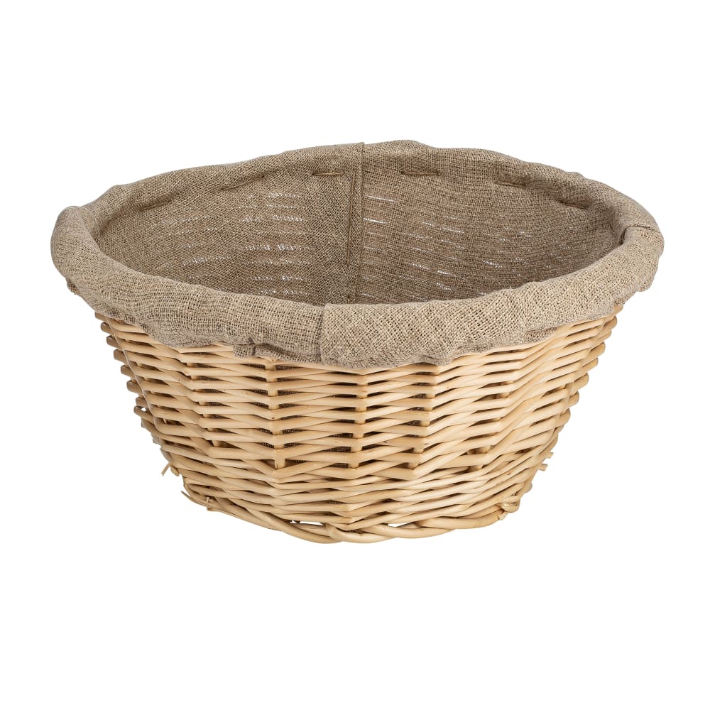 347-118511 9 1/2" Banneton Round Dough Proofing Basket - Wicker, Beige