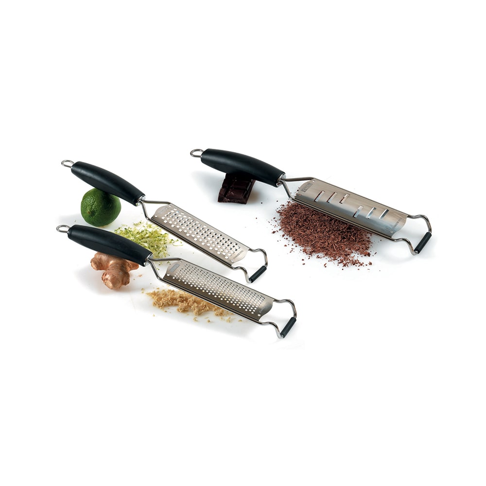347-216011 13" Zester Grater for Lemon or Ginger w/ Black Ergonomic Elastomer Handle, Stainl...