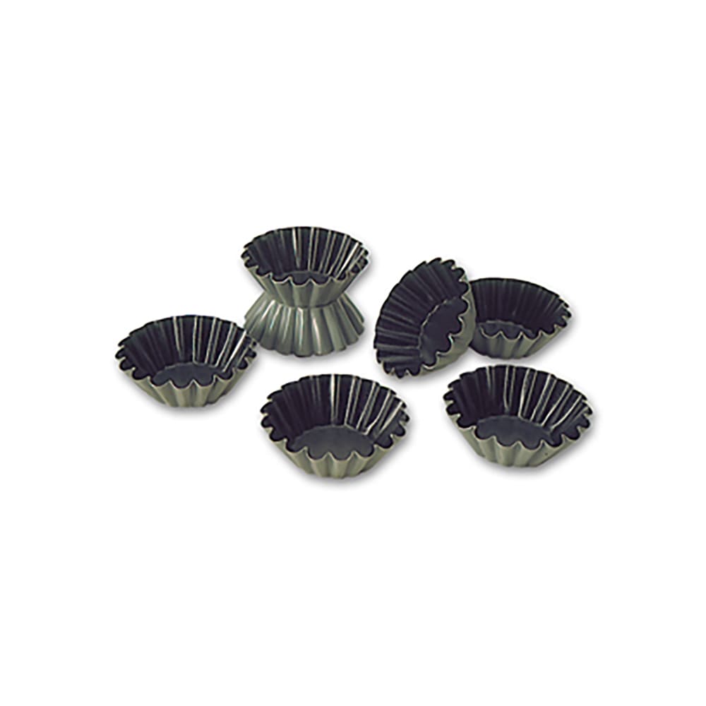 347-330646 Exopan® 3 1/6" Round Small Flute Brioche Mold - 1 1/6"H, Non-Stick, Steel