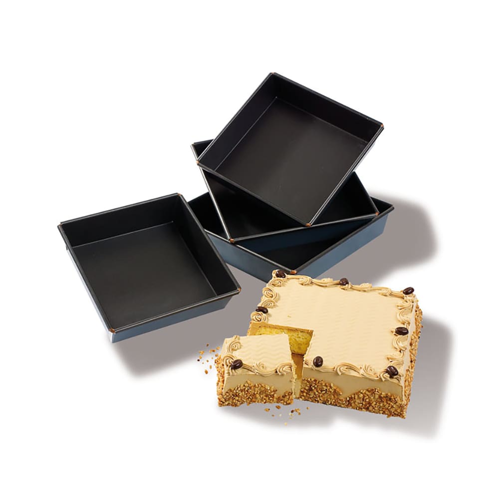 347-331664 Exopan® 7 3/4" Square Cake Pan - 2"H, Non-Stick, Stainless Steel