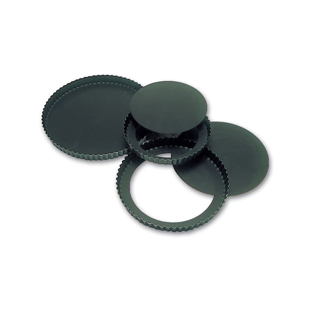347-332223 Exopan® 7 7/8" Round Fluted Tart Mold w/ Removable Bottom - Non-Stick, Steel