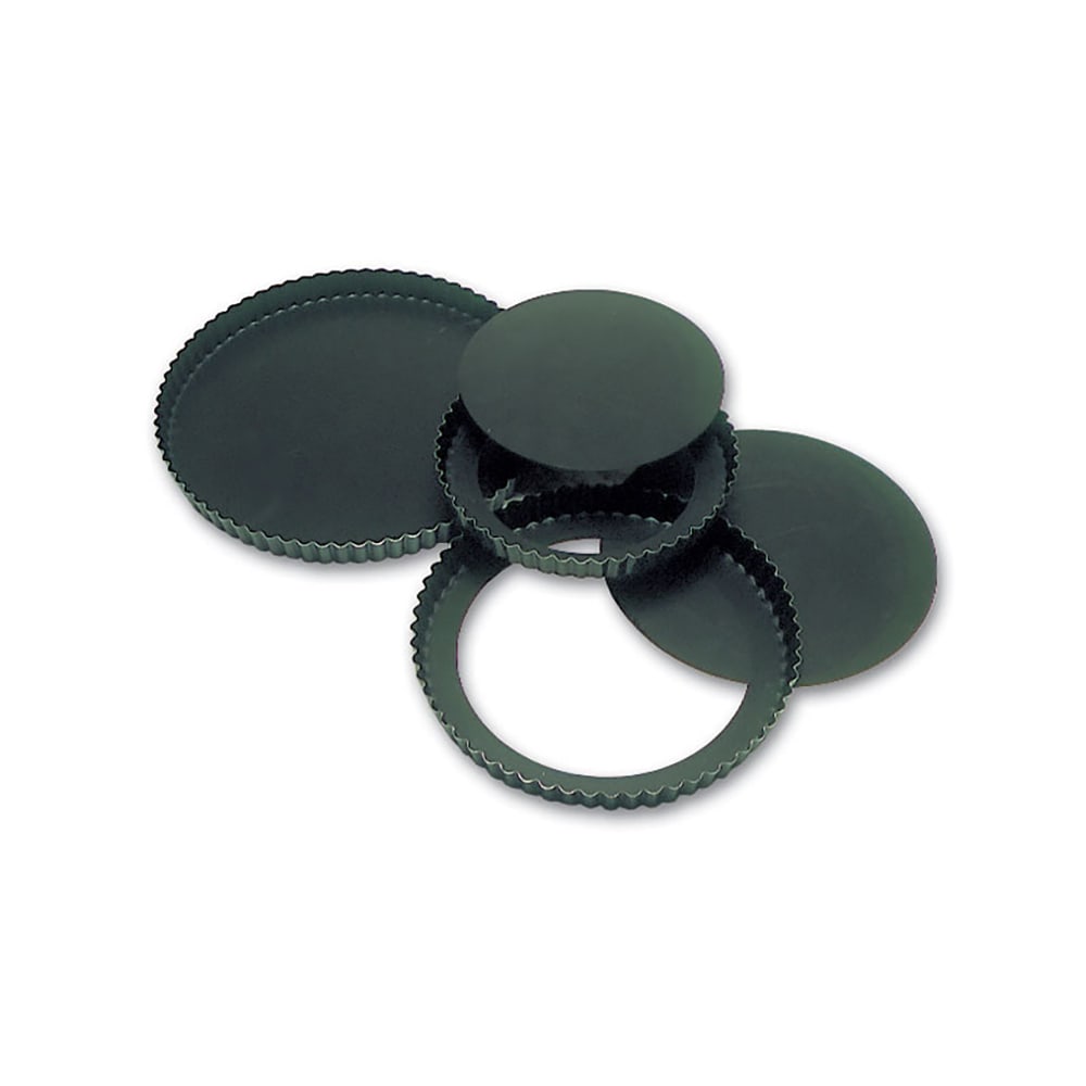 347-332225 Exopan® 9 1/2" Round Fluted Tart Mold w/ Removable Bottom - Non-Stick, Steel