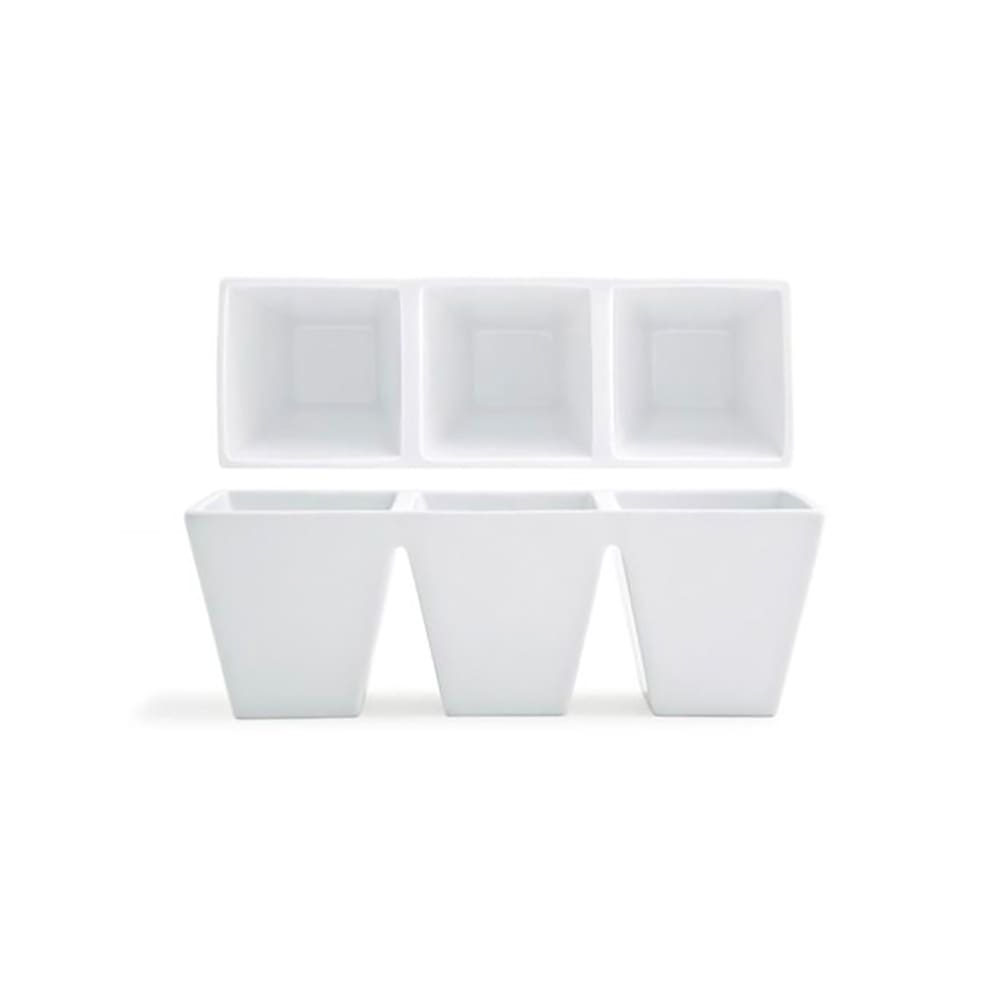 872-BHO048WHP22 18 oz Rectangular Kyoto™ Dish w/ (3) Compartments - Porcelain, White
