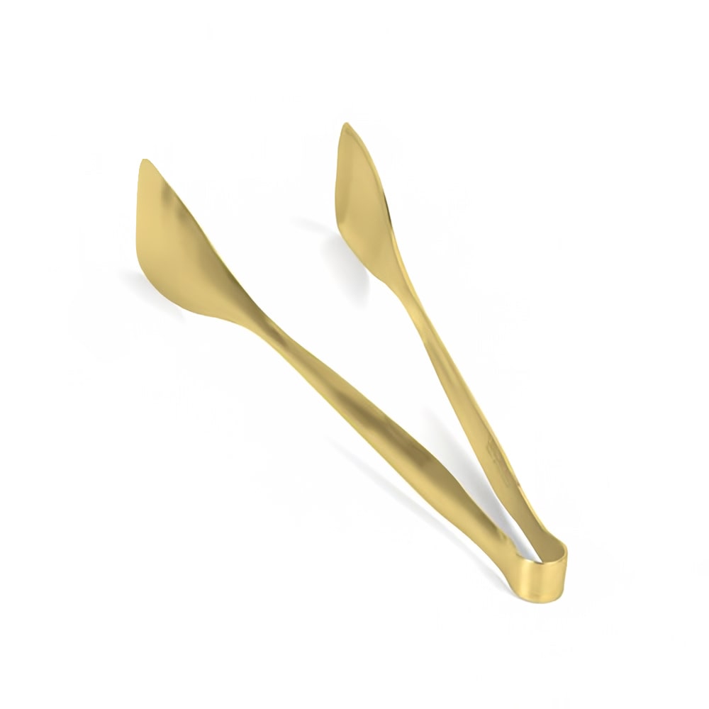 872-BUT024GOS22 12"L Brushed Stainless Tongs, Matte Brass