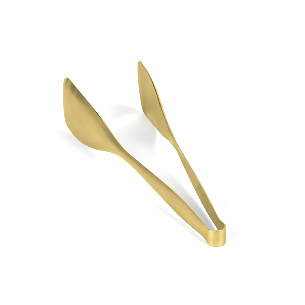 872-BUT026GOS22 9"L Brushed Stainless Tongs, Matte Brass