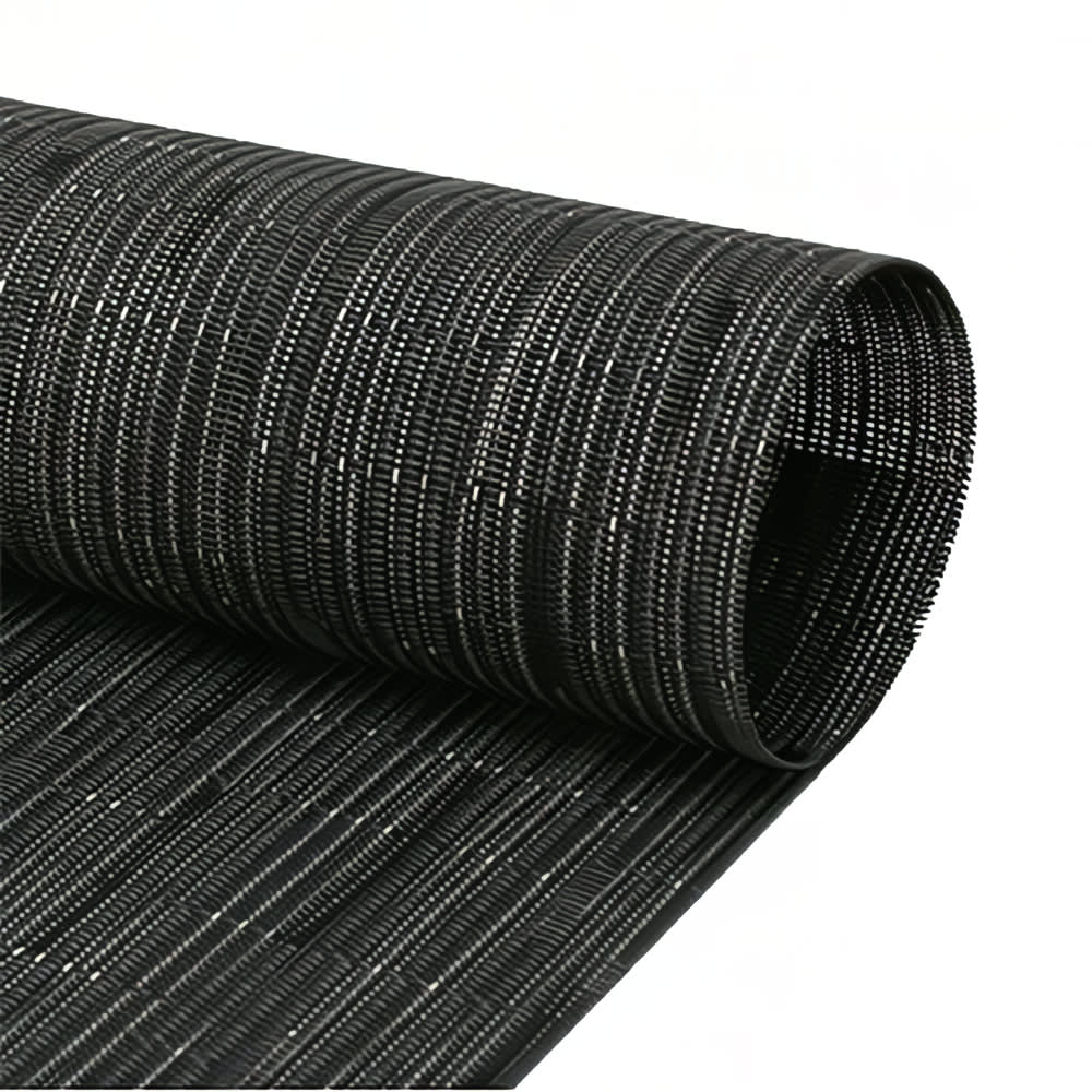 872-XPM028BKV83 Rectangular Black Placemat - 16" x 12", Woven Vinyl, Metroweave®
