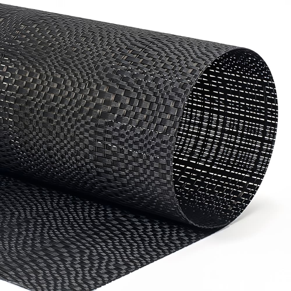 872-XPM118BKV83 Rectangular Black Placemat - 16" x 12", Woven Vinyl, Metroweave®
