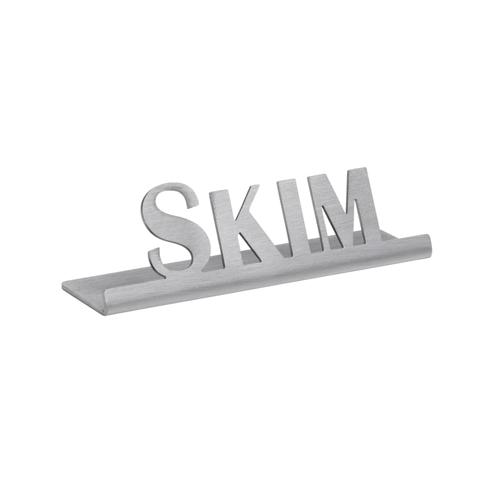 482-1CSTSKIMSIGN "Skim" Table Tent Sign - 3 1/2"W x 1"H, Brushed Stainless St...