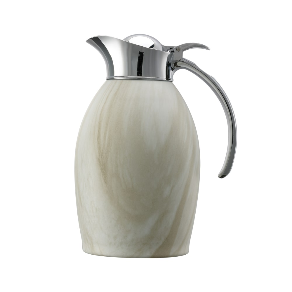 482-NIC10BSWM 1 liter Vacuum Carafe w/ Flip Top Lid & Stainless Liner - White Marble