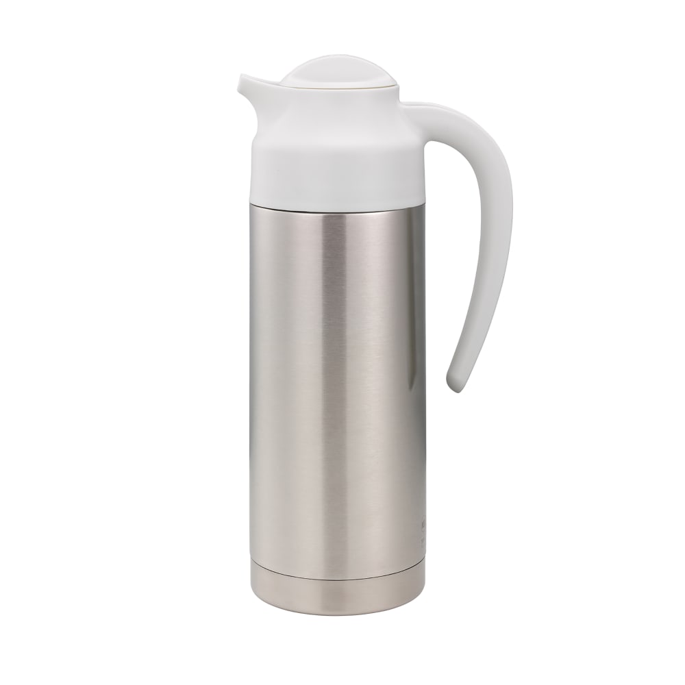 482-S2SN100WHT 1 liter Vacuum Creamer Carafe w/ Screw On Lid & Stainless Liner - Brushed Stai...
