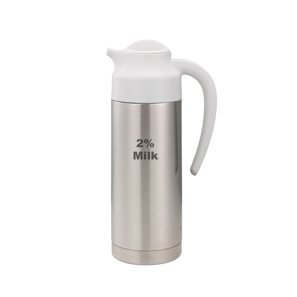 482-S2SN1002PCTETWHT 1 liter Vacuum Creamer Carafe w/ Screw On Lid & Stainless Liner - Brushe...