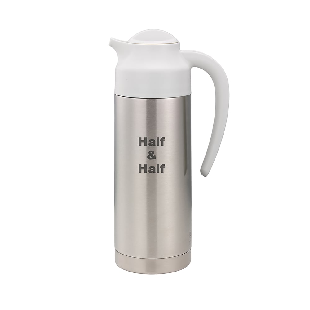 482-S2SN100HHETWHT 1 liter Vacuum Creamer Carafe w/ Screw On Lid & Stainless Liner - Brushed...