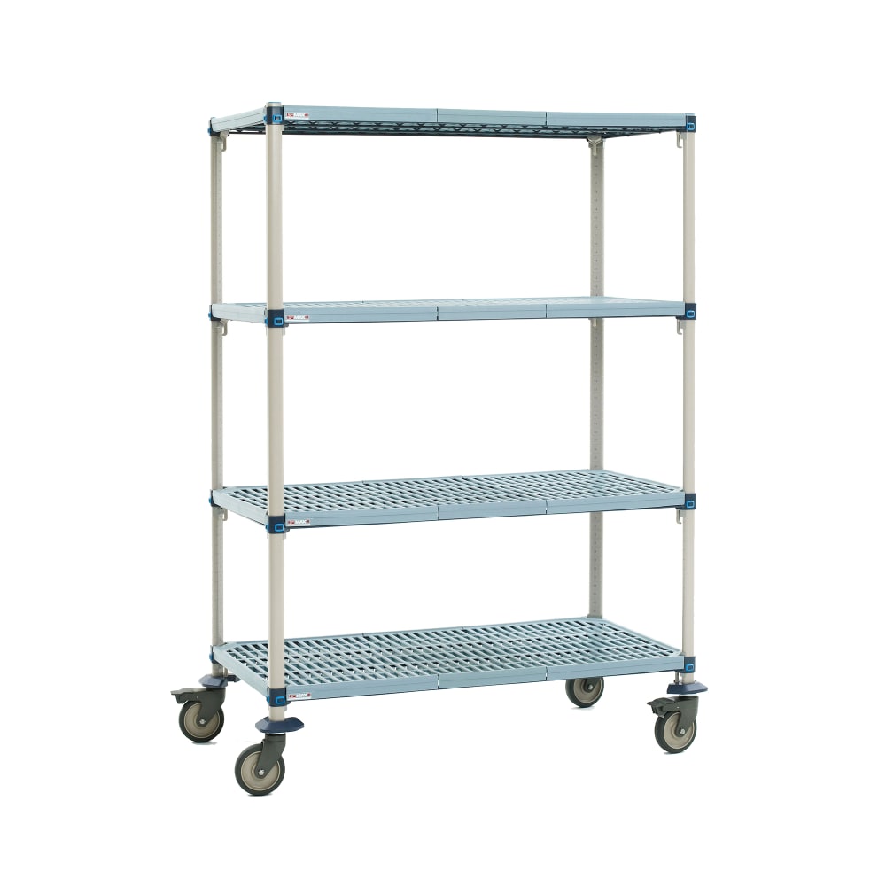 001-Q336EG3 36" NSF 4-Tier Heavy-Duty Plastic Shelving Unit - MetroMax® Q, Mobile, 18"W...
