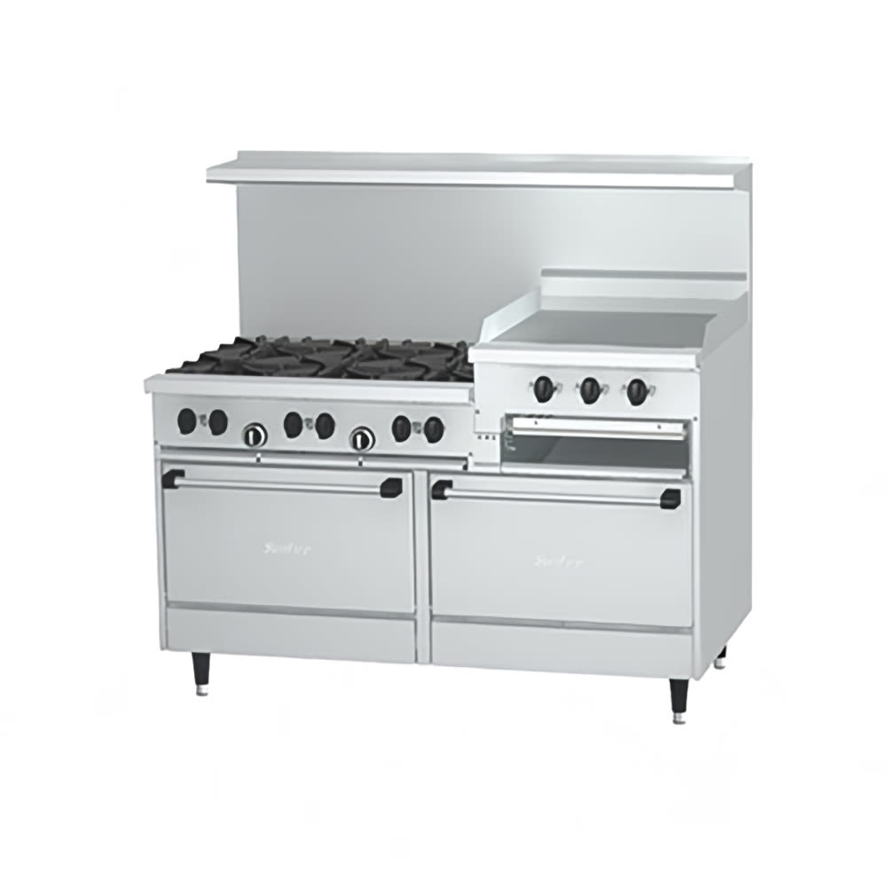 451-X606R24RRLP 60" 6 Burner Sunfire Gas Range w/ Griddle/Broiler & (2) Standard Ovens,...