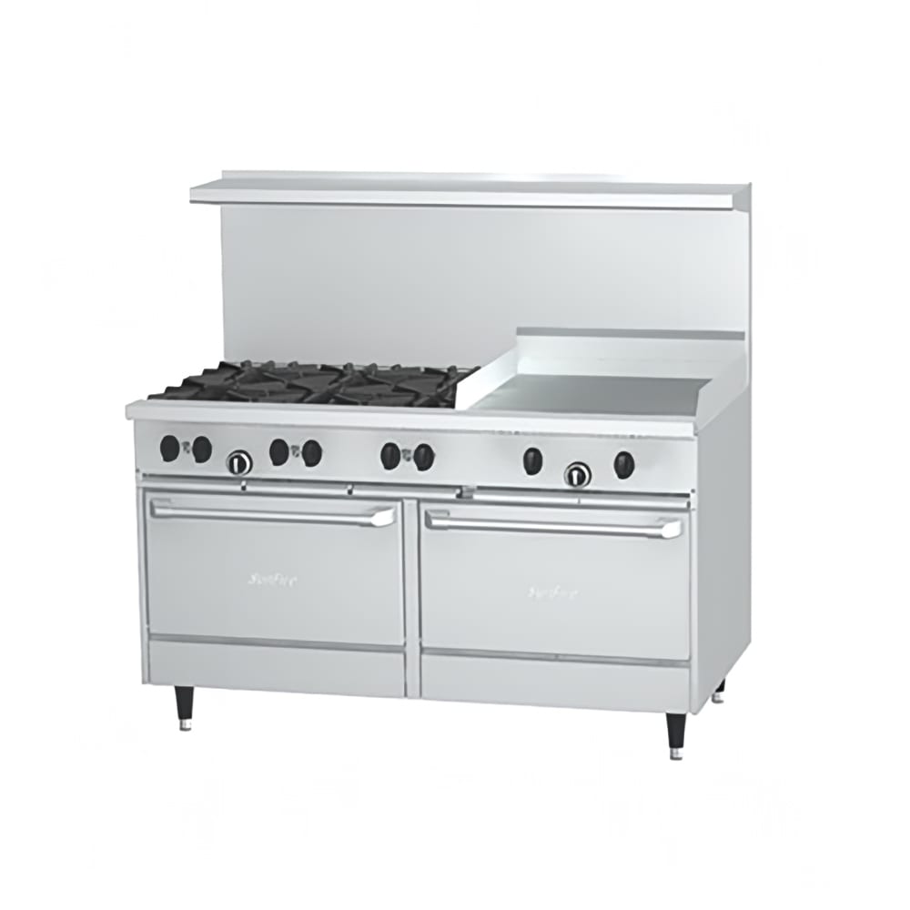451-X606G24RRNG 60" 6 Burner Sunfire Gas Range w/ Griddle & (2) Standard Ovens, Natural...