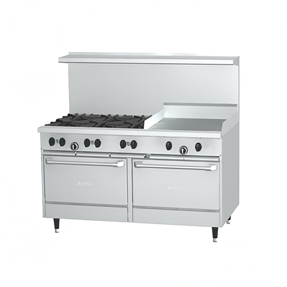 451-X606G24RRLP 60" 6 Burner Sunfire Gas Range w/ Griddle & (2) Standard Ovens, Liquid P...