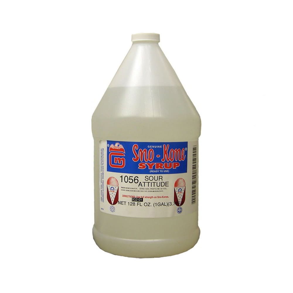231-1056 Sour Attitude Snow Cone Syrup, Ready-To-Use, (4) 1 gal Jugs